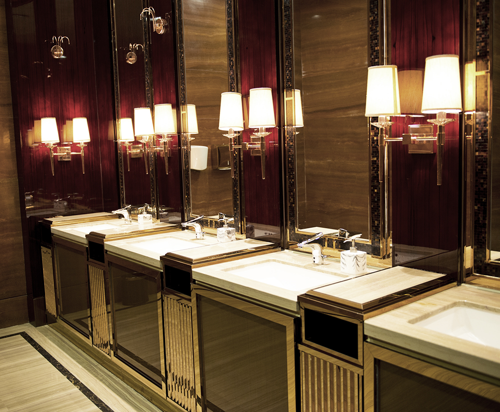 sinks and taps in a luxury public toilet.